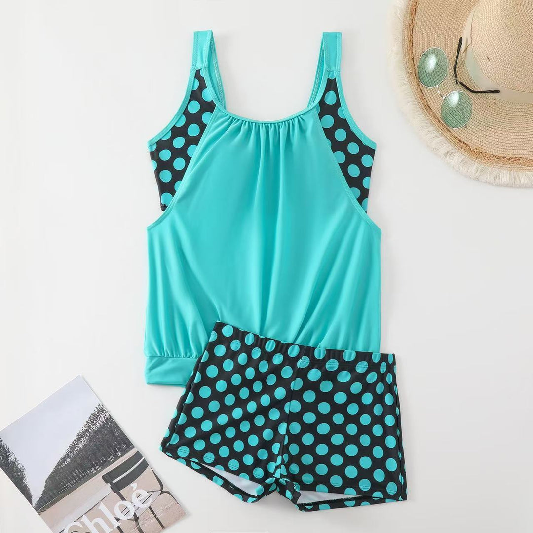 Damen Sportlicher Tankini mit Polka-Dot-Design EB