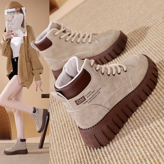 Damen High-Top Sneakers mit dicker Gummisohle und trendigem Obermaterial EB