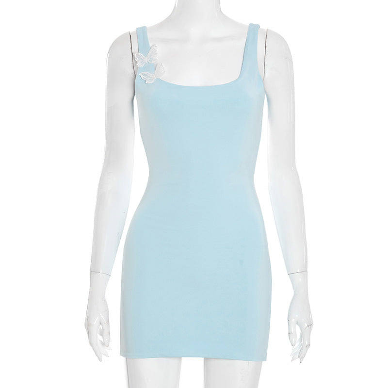 Damen figurbetontes Kleid mit dekorativer Schmetterling-Applikation EB