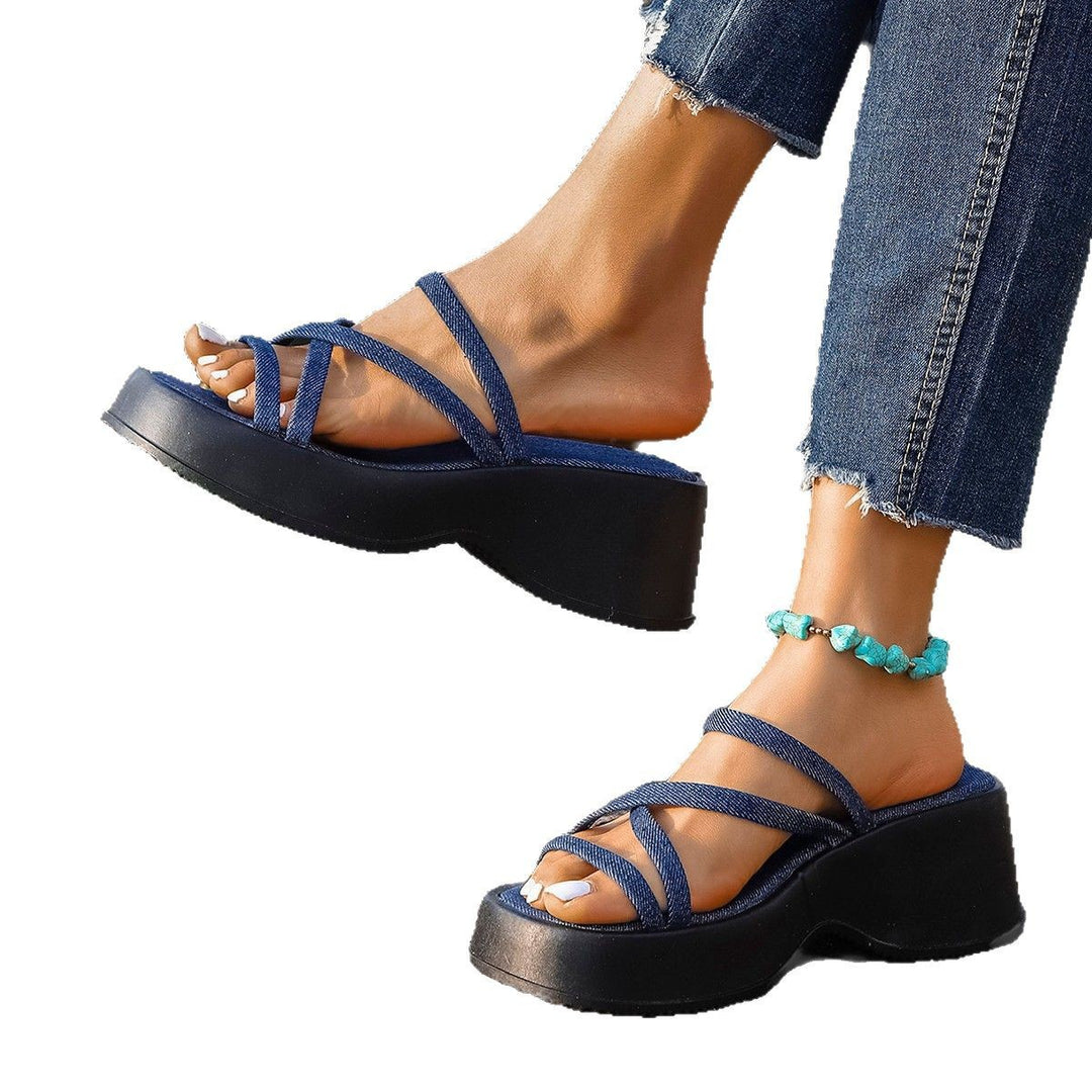 Damen Plattform-Sandalen mit modischem Übergangs-Riemendesign EB