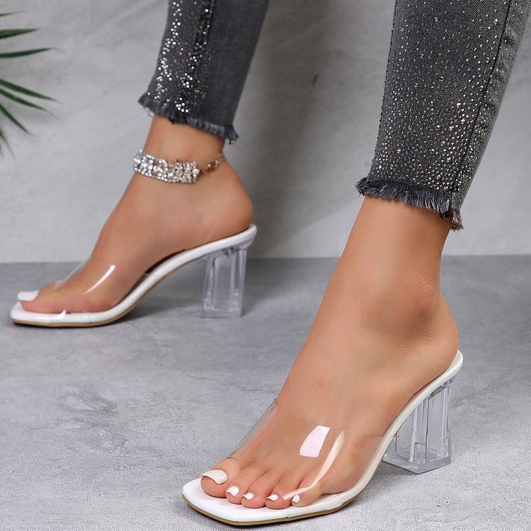 Damen Transparente Blockabsatz-Sandalen EB