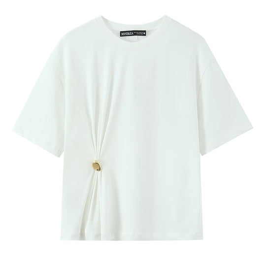 Damen lässiges T-Shirt mit elegantem Knotendetail EB