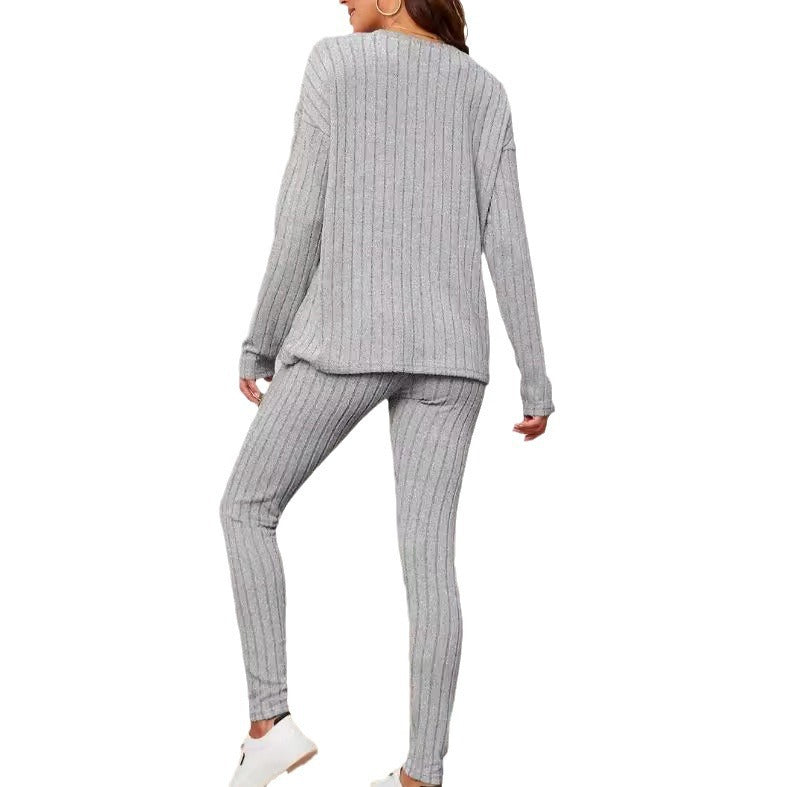 Damen Loungewear-Set mit geripptem Design und weitem Schnitt EB