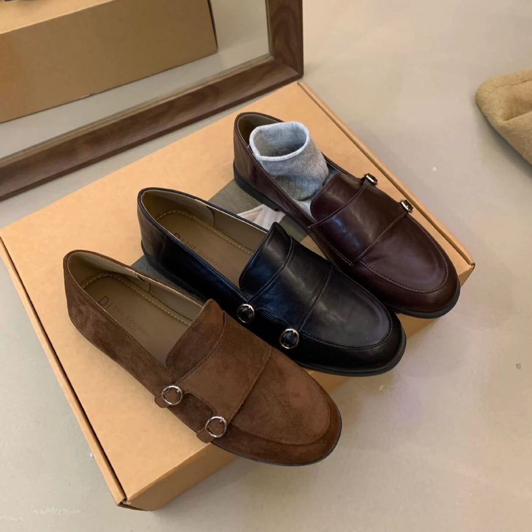 Damen Elegante Mokassins mit modischer Schnallenverzierung EB