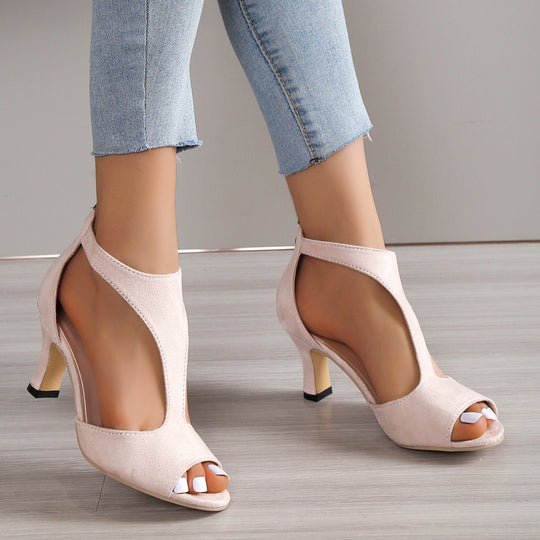 Damen Elegante Peeptoe-Pumps mit modischem Cut-Out-Design und komfortablem Absatz EB