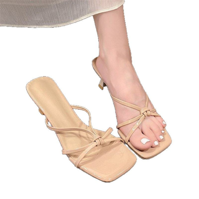 Damen Plateau Mules mit zarten Riemchen EB