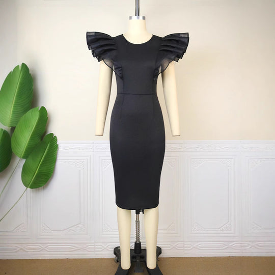 Damen Elegantes Etuikleid mit Rüschenärmel EB