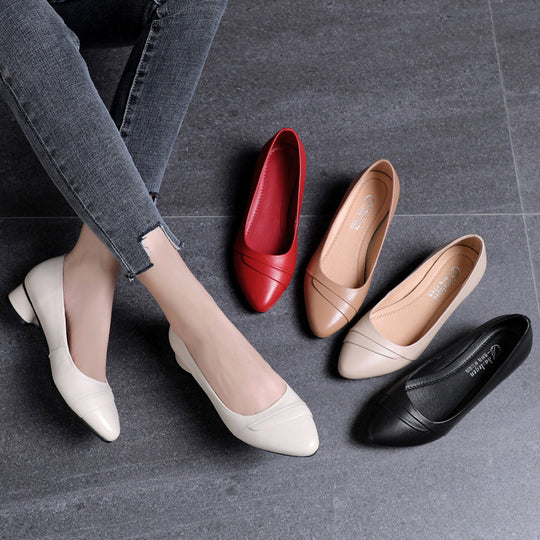 Damen Elegante und bequeme Pumps mit niedrigem Blockabsatz EB