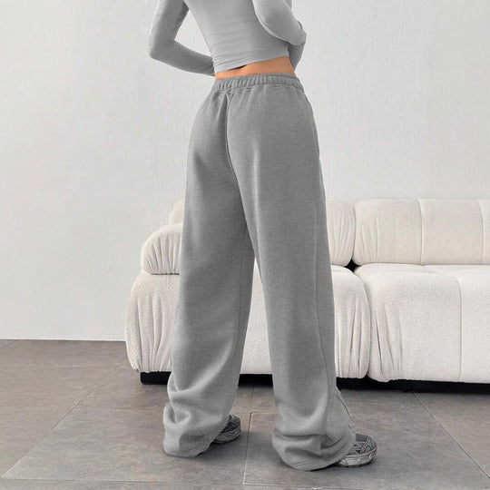 Damen nan enges Cropshirt und weite High-Waist Jogginghosen-Set EB