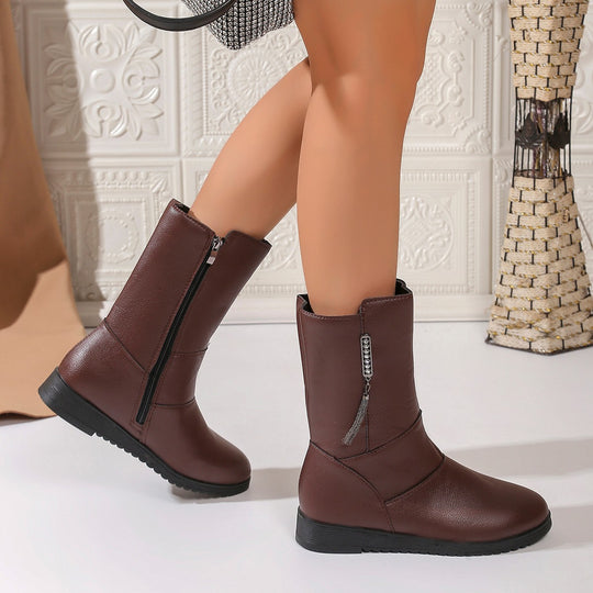 Damen modische Stiefel mit elegantem Reißverschluss und komfortabler Sohle EB