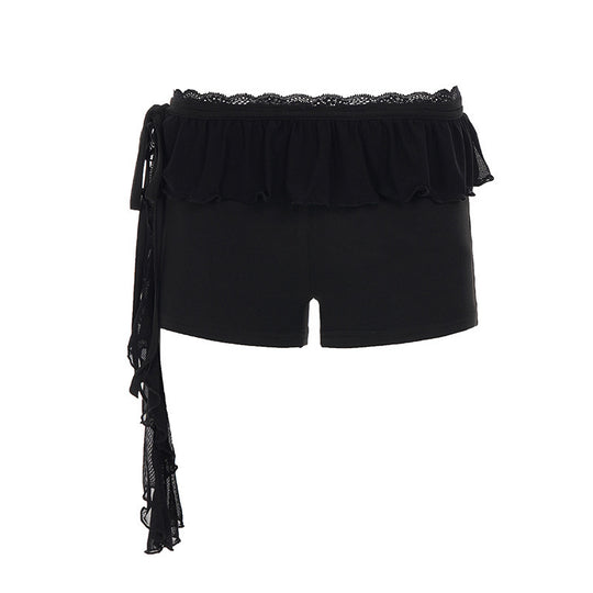 Damen Shorts mit Rüschendetail und verstellbarem Bindeband EB