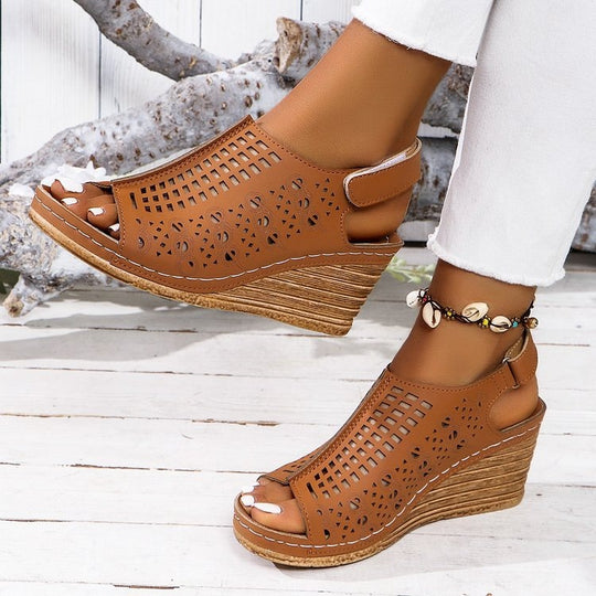 Damen Komfortable Wedge-Sandalen mit luftiger Netzstruktur EB