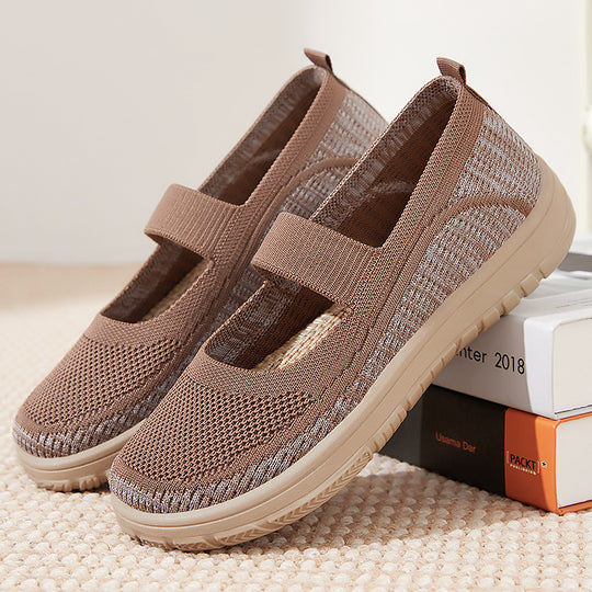 Damen Komfortable Slip-On Sneakers mit elastischem Riemen und atmungsaktivem Obermaterial EB