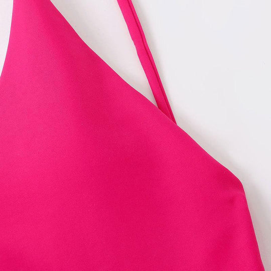 Damen Stylischer Einteiler Badeanzug mit tiefem V-Ausschnitt EB