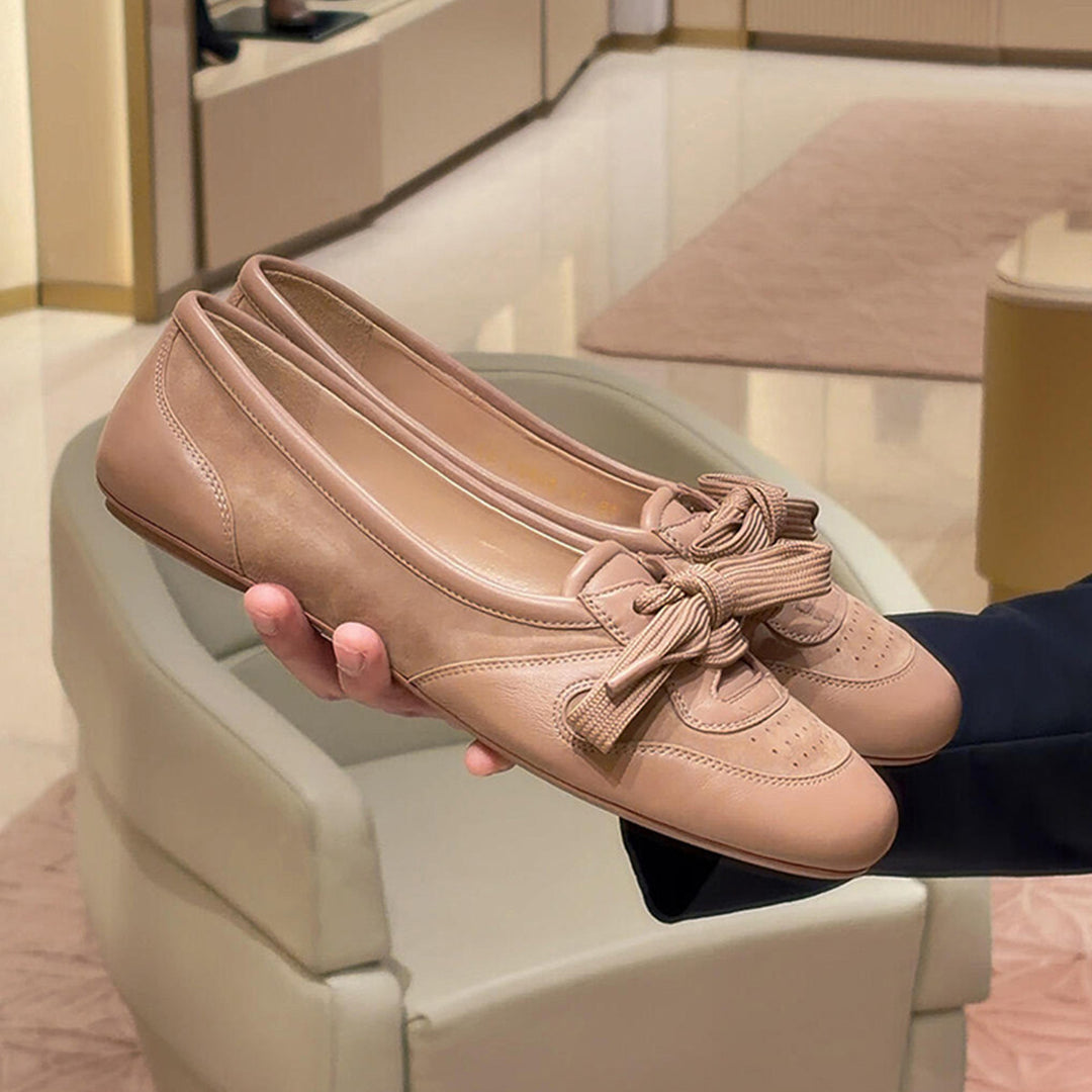 Damen Ballerinas mit modischem Schleifenakzent und hochwertigem Leder EB