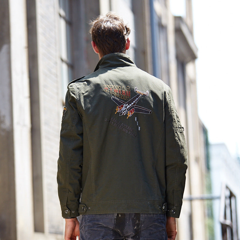 Herren Canvas-Fieldblouson im Military-Look mit Patchdetails und Mehrfachtaschen EB