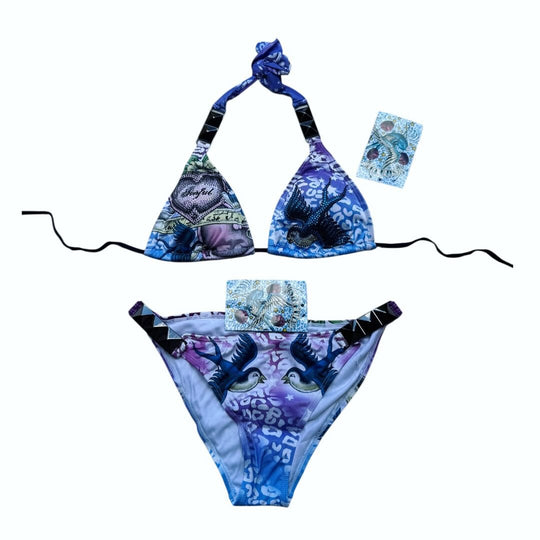 Damen Triangel-Bikini-Set mit kreativem grafischen Design EB