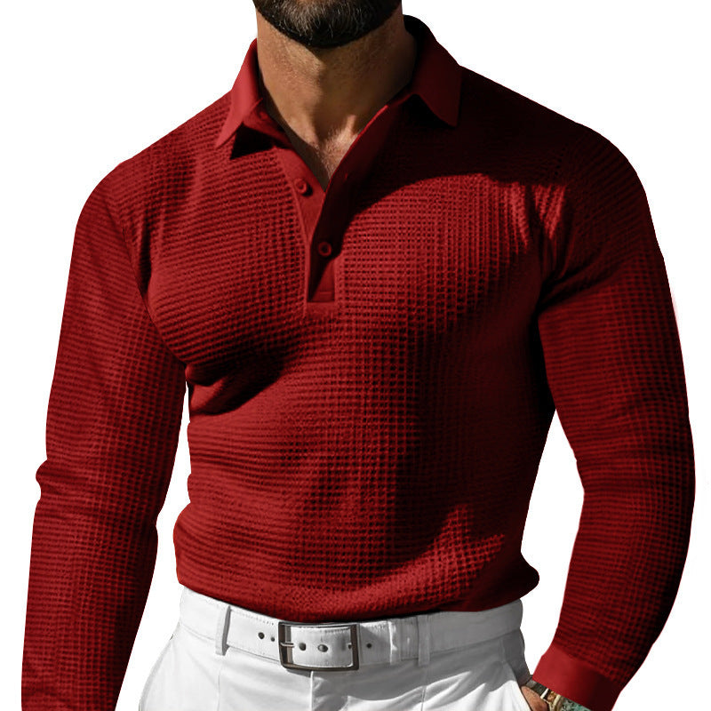 Herren Luxuriöses Langarm-Polohemd mit strukturiertem Design und modernen Details EB