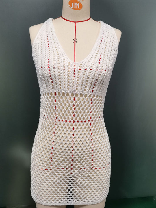 Damen Netzkleid mit tiefem V-Ausschnitt EB