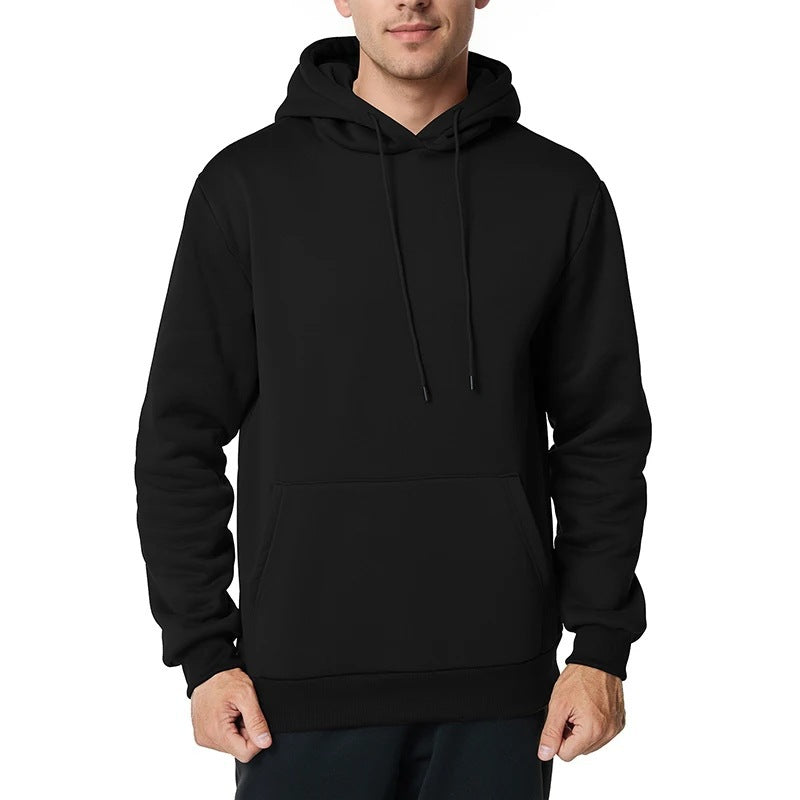 Herren nan minimalistischer Kapuzenpullover mit weichem Fleece-Innenfutter und Kängurutasche EB