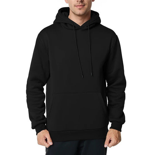 Herren nan minimalistischer Kapuzenpullover mit weichem Fleece-Innenfutter und Kängurutasche EB