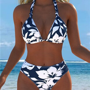 Damen Triangel-Bikini mit hohem Bund und patriotischem Sternen-Muster EB