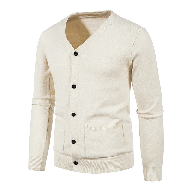 Herren Strickjacke mit V-Ausschnitt und praktischen Taschen EB