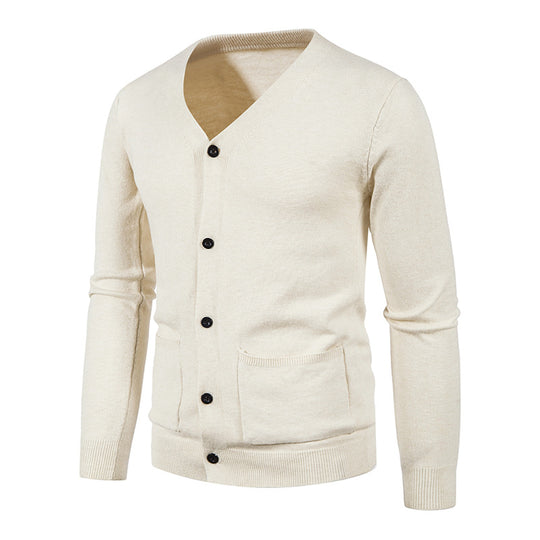 Herren Strickjacke mit V-Ausschnitt und praktischen Taschen EB