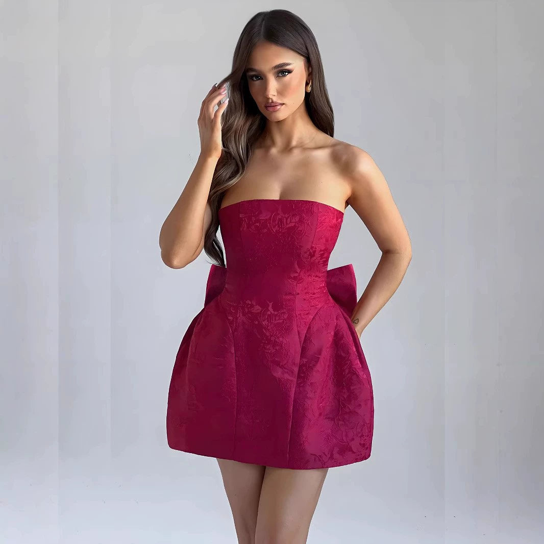 EB | Temperament sexy Jacquard Tube Top Schleife Kleid