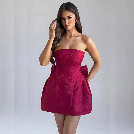 EB | Temperament sexy Jacquard Tube Top Schleife Kleid