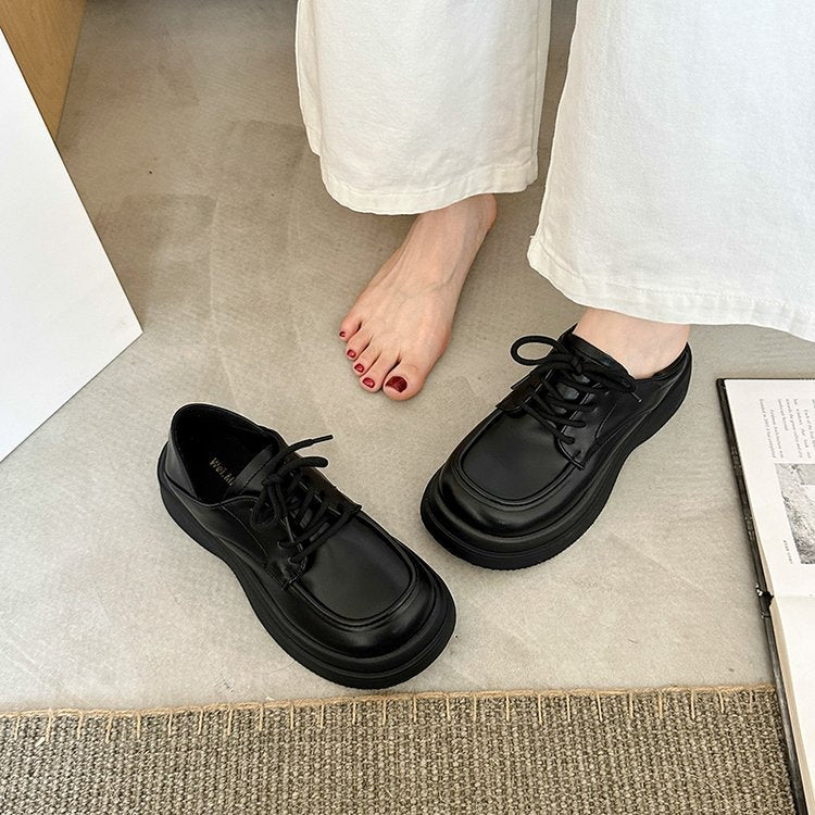 Damen modische Schnürschuhe mit glänzender Lackoberfläche und bequemer Sohle EB