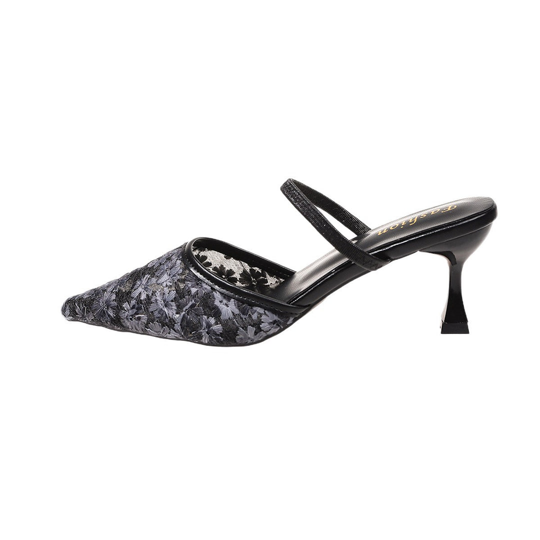 Damen Slingback Pumps mit dezentem Blumenmuster und elegantem Absatz EB