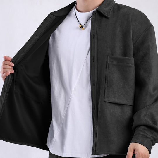 Damen lässige Overlay-Jacke mit praktischen Taschen und modernem Kragen EB