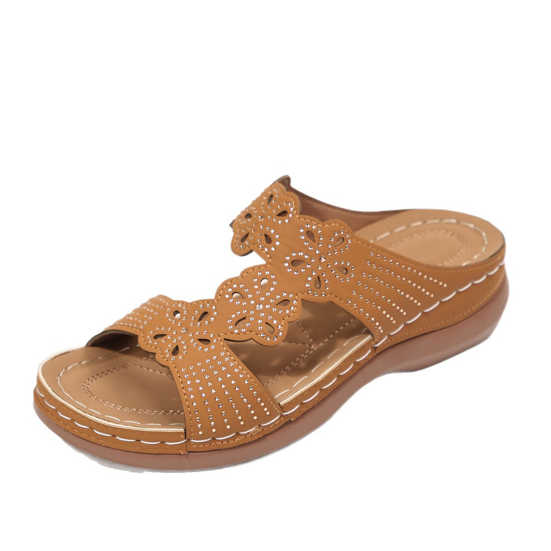 Damen Komfortable Fußbett-Sandalen mit floralem Design EB