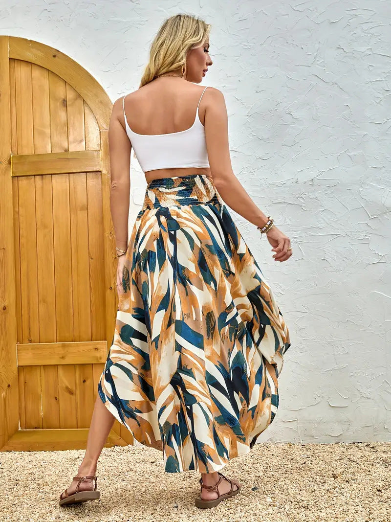 Damen Eleganter Maxirock mit modernem Chevron-Muster EB