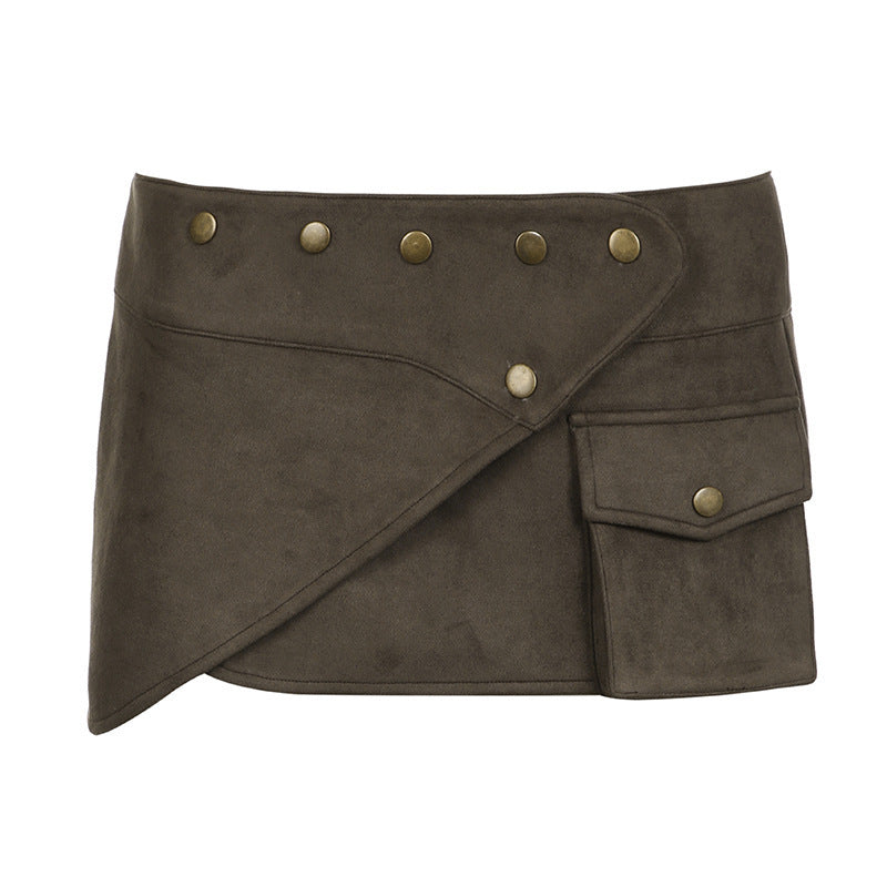 Damen modischer Kurzrock mit funktionalen Taschen und Knopfdetails EB