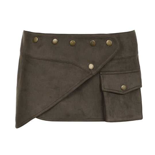 Damen modischer Kurzrock mit funktionalen Taschen und Knopfdetails EB