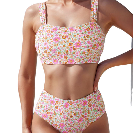 Damen Hochgeschnittener Tankini mit floralen Mustern EB