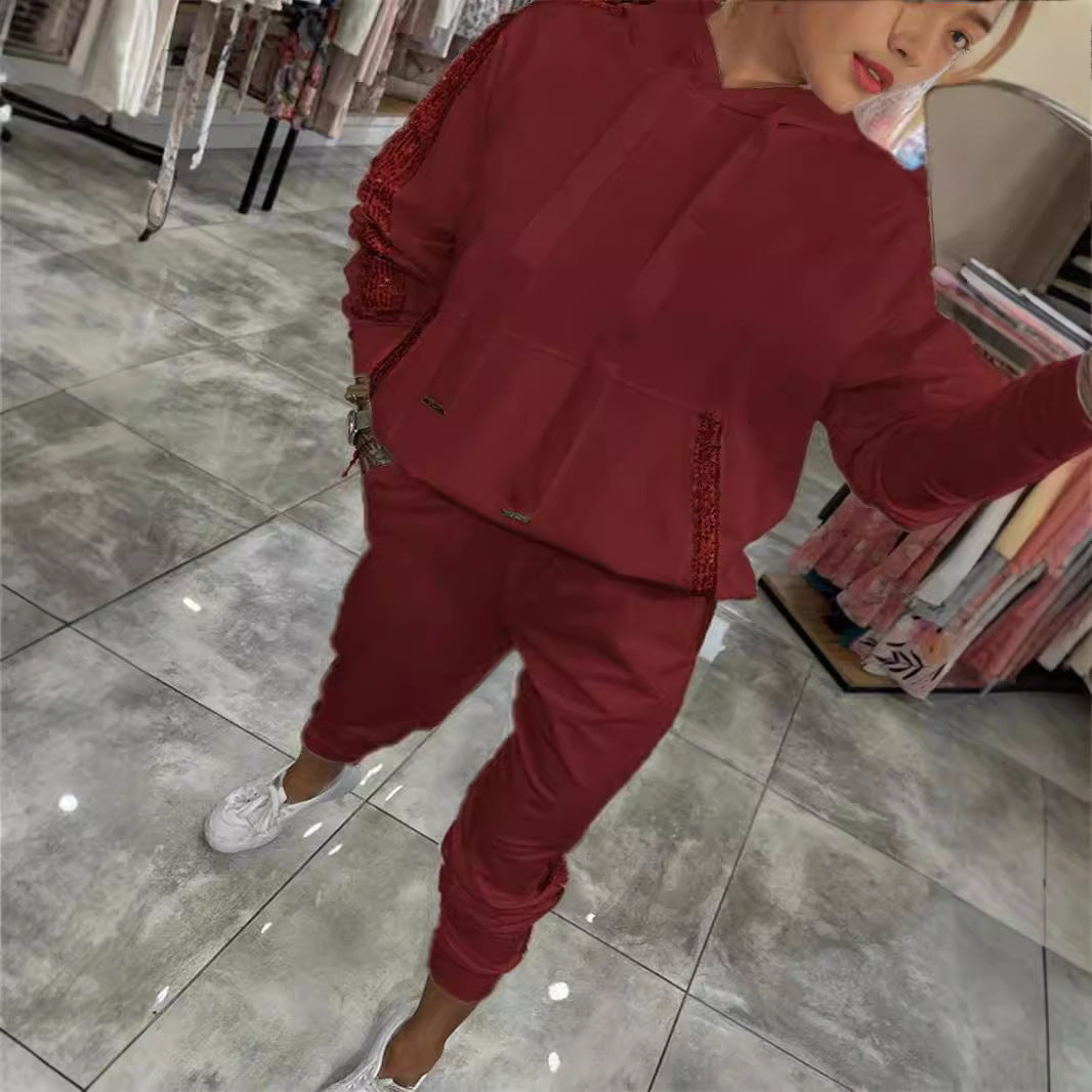 Damen Modischer Sweatanzug mit glitzernden Akzenten EB