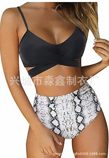 Damen Crop-Top Bikini-Set mit geflochtenem Design EB