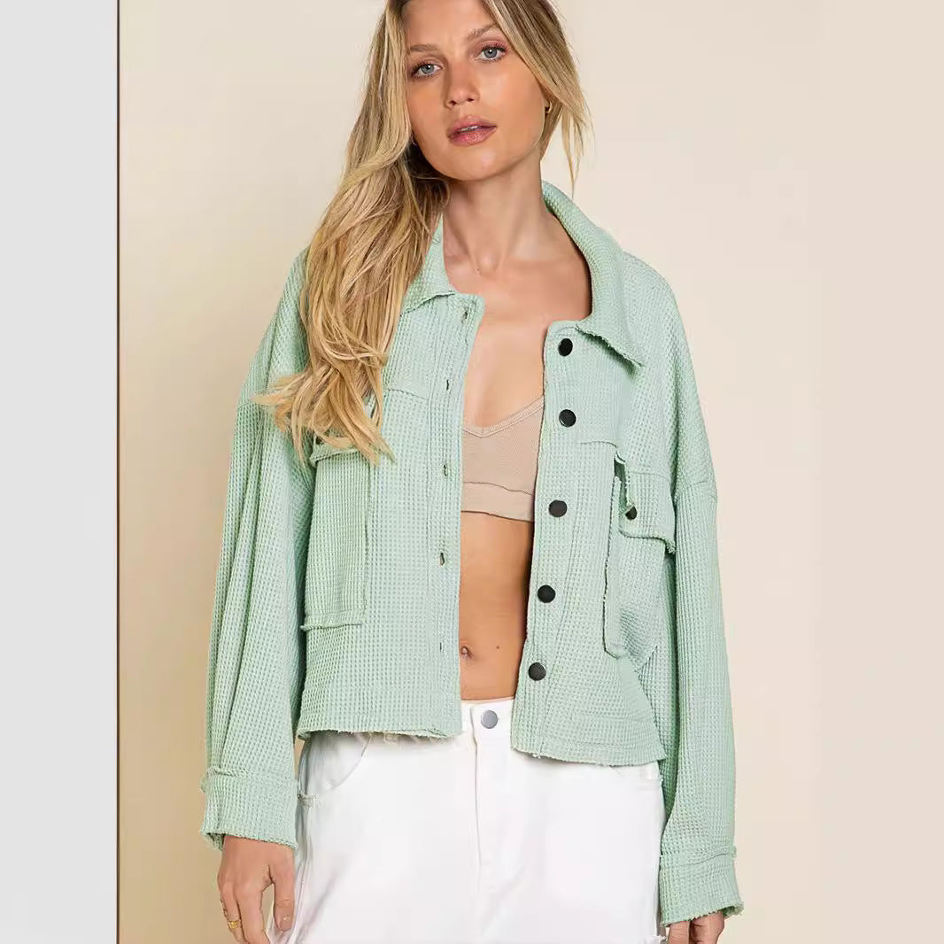 Damen gemütliche Waffle-Jacke EB
