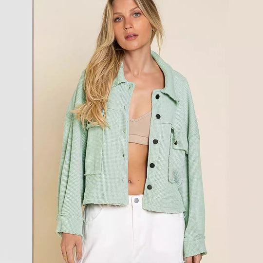 Damen gemütliche Waffle-Jacke EB
