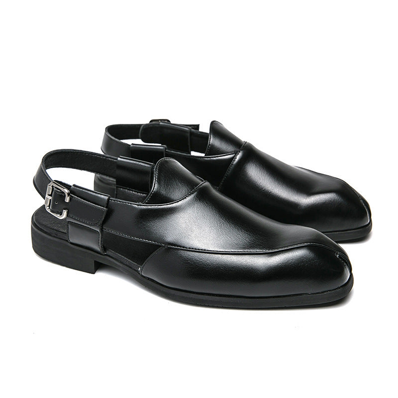 Damen elegante Leder-Mokassins mit verstellbarem Riemen EB