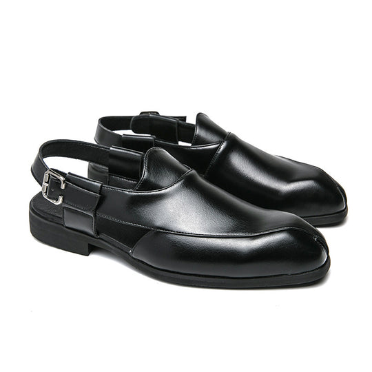 Damen elegante Leder-Mokassins mit verstellbarem Riemen EB