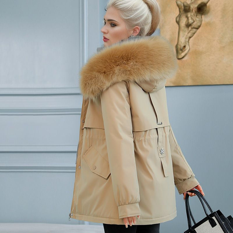 Damen isolierter Winterparka mit luxuriösem Kunstfellkragen und wärmendem Innenfutter EB