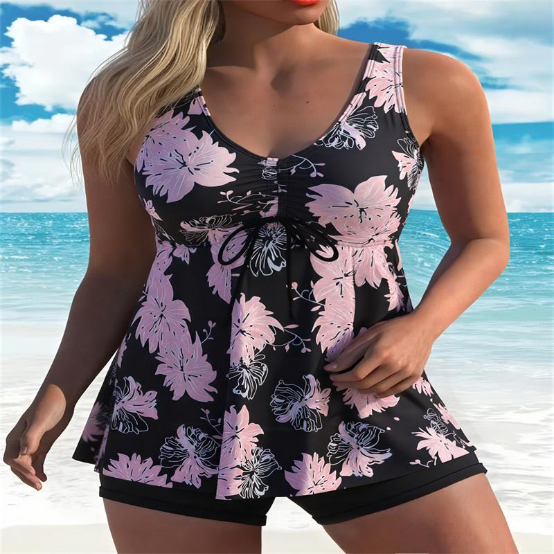 Damen Tankini-Top mit floralem Design und figurumspielendem Schnitt EB