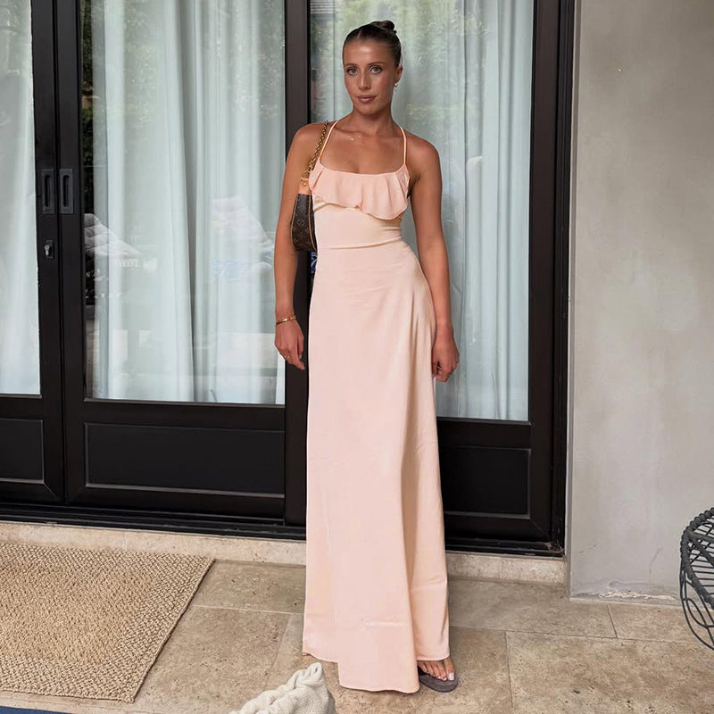 Damen Elegantes Maxikleid mit dekorativem Volant EB