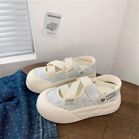 Damen Komfortable Slip-On Sandalen mit elastischen Riemen und dämpfender Sohle EB
