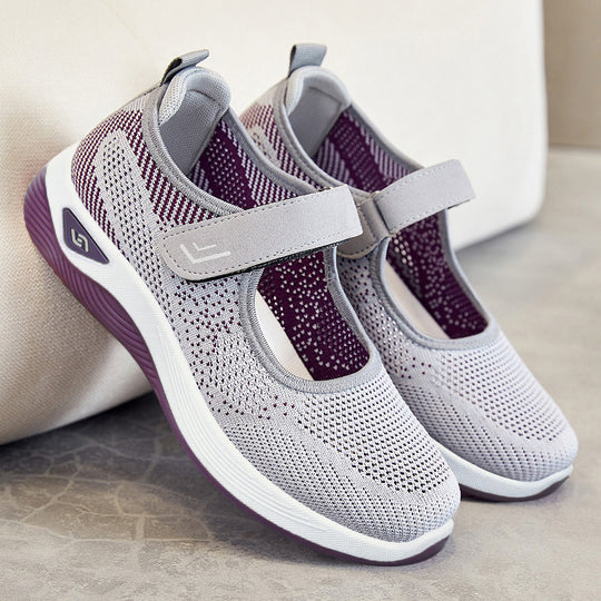 Damen Sportliche Sneakers mit Klettverschluss und atmungsaktiver Netzstruktur EB
