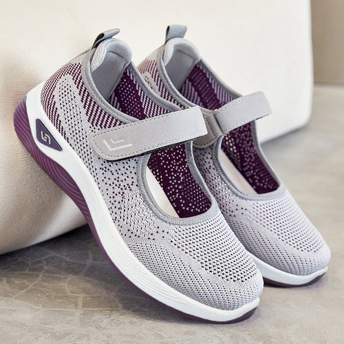 Damen Sportliche Sneakers mit Klettverschluss und atmungsaktiver Netzstruktur EB